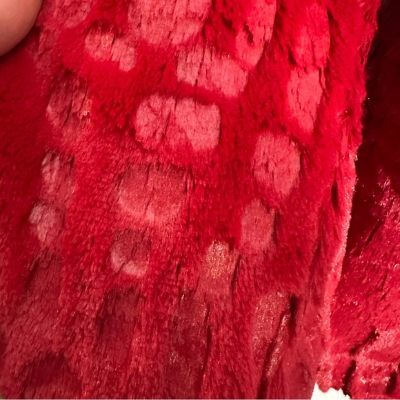 Adrienne Landau red faux fur 2X coat, snakeskin pattern, fall, autumn - Picture 2 of 13